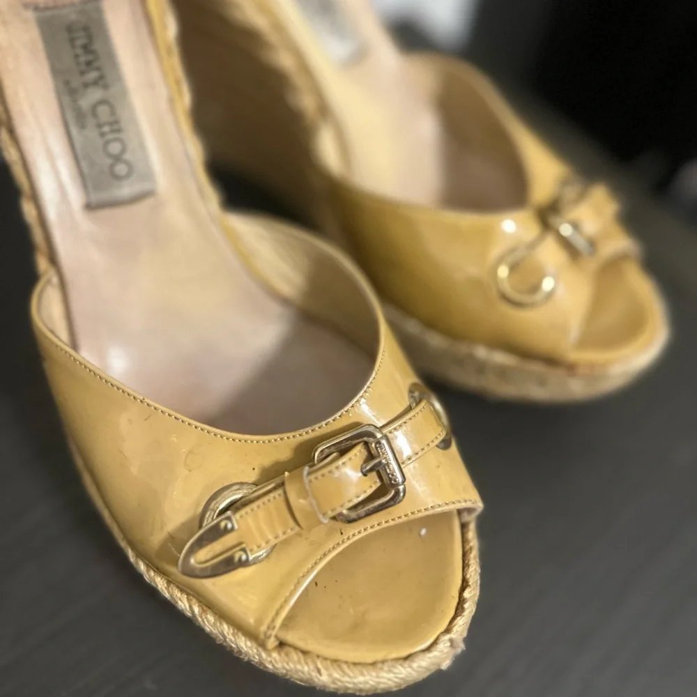 Authentic Jimmy Choo Women’s Yellow Wedge Sandals